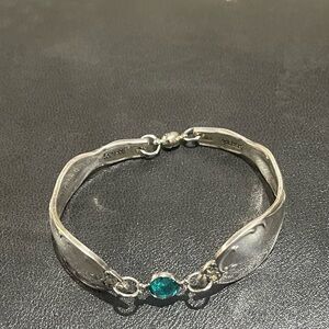 Elegant Silver and Blue Gemstone Bracelet Handmade Jewelry from Vintage Silver